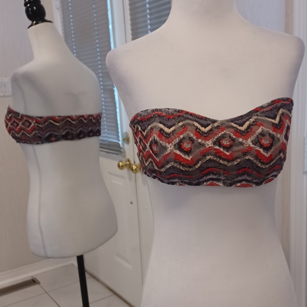 $4 Add-on Gray & Red Bandeau - Size Medium